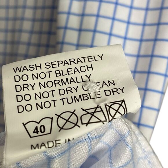 Collars & Co Polo Shirt Mens L Blue White Check Dress Collar Coastal Preppy NEW - Picture 6 of 7